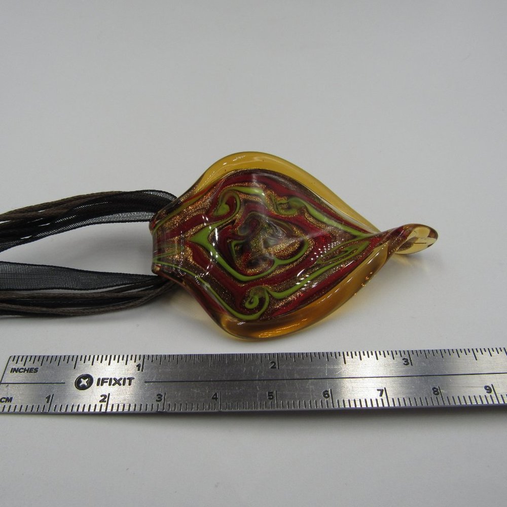 19" Unique Glass Pendant Necklace Vintage Costume - Picture 3 of 4